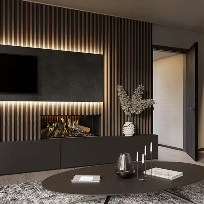 Camino elettrico virtuo 130 evolve telecomando ciocchi ceramici simil-legno