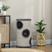 Cuccia per Gatti a 3 Livelli con Tiragraffi in Sisal e Peluche, Ø38x70cm, Grigio