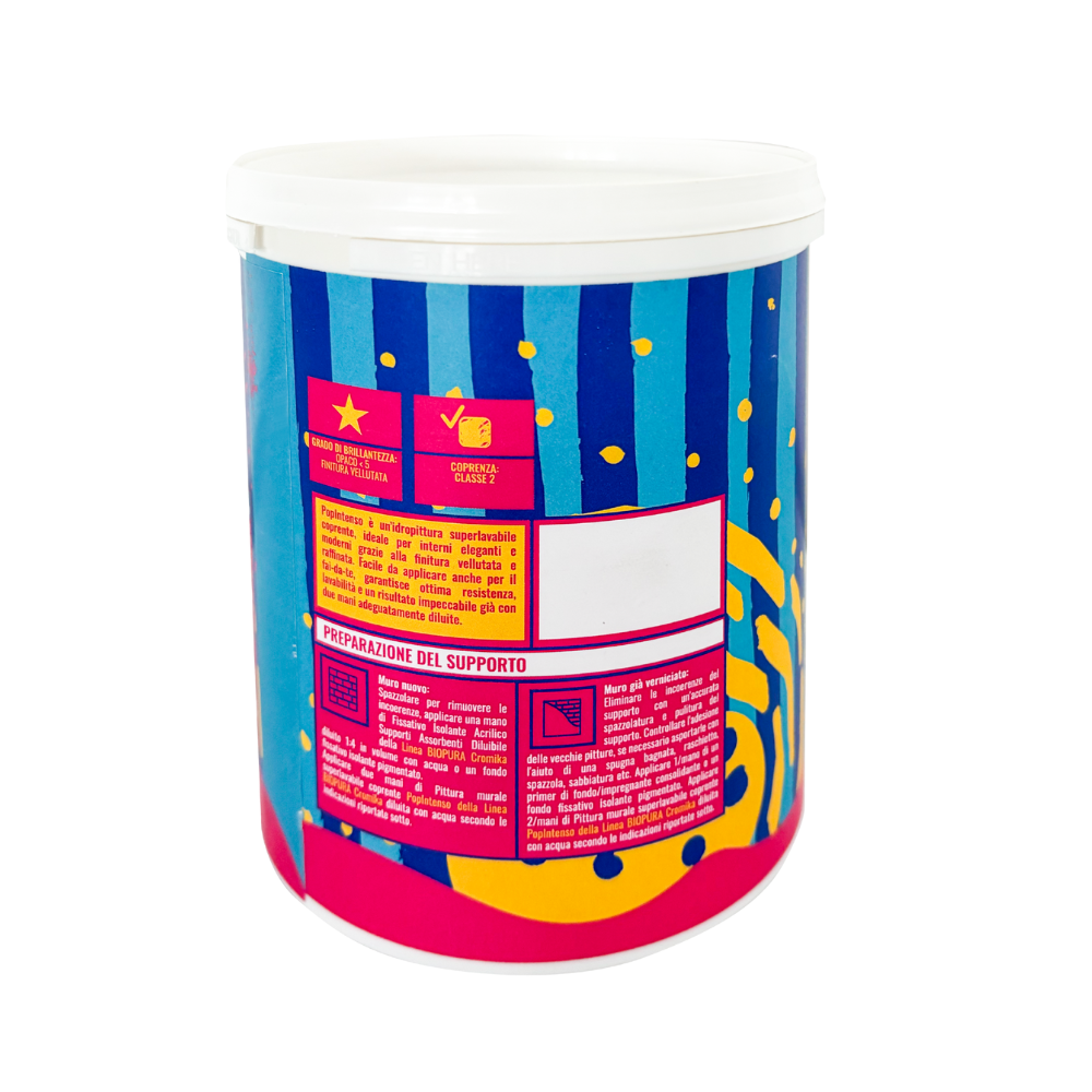 Pittura murale super lavabile coprente per interni popintenso *** formato 0,750 lt, colore- blu splash, confezione 1