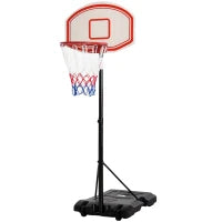 Canestro Basket Altezza Regolabile 5 Livelli 175-215cm, Struttura Metallo e Base Riempibile con Ruote, Tabellone PE