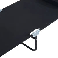 Sdraio Pieghevole Reclinabile su 4 Livelli con Foro per Lettura e Cuscino in Tessuto Oxford e Acciaio, 187x58x36 cm, Nero