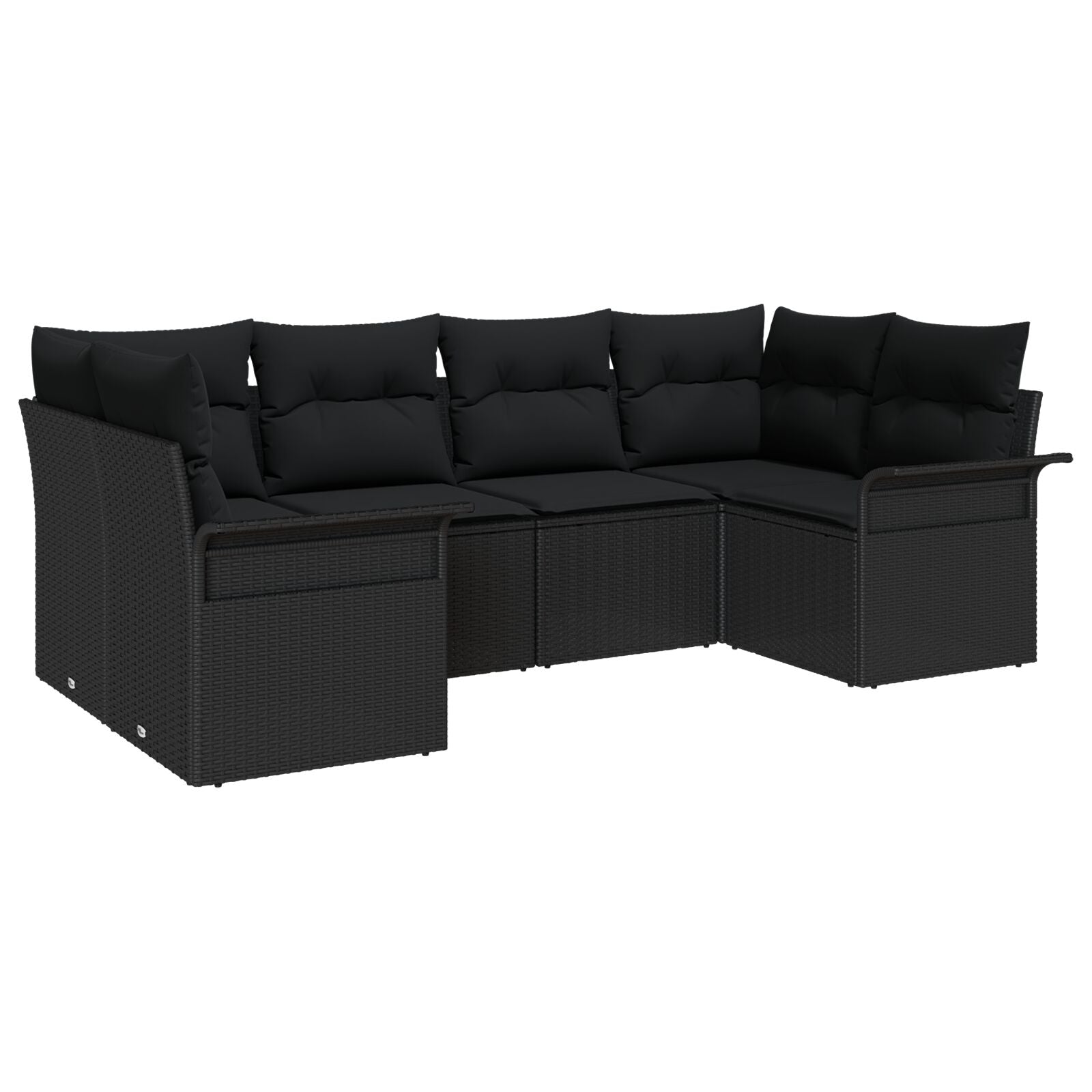 Set di divani da giardino 6 pezzi con cuscini neri in polyrattan, Divano da giardino a 2 posti con storage e cuscini 3354172