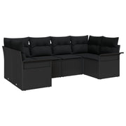 Set di divani da giardino 6 pezzi con cuscini neri in polyrattan, Divano da giardino a 2 posti con storage e cuscini 3354172