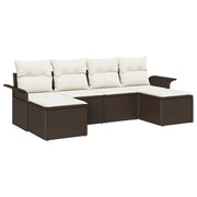 Set di Divani da Giardino 6 Pezzi con Cuscini in Rattan Polipropilene Marrone, Divano da Giardino 2 Posti con 3354137