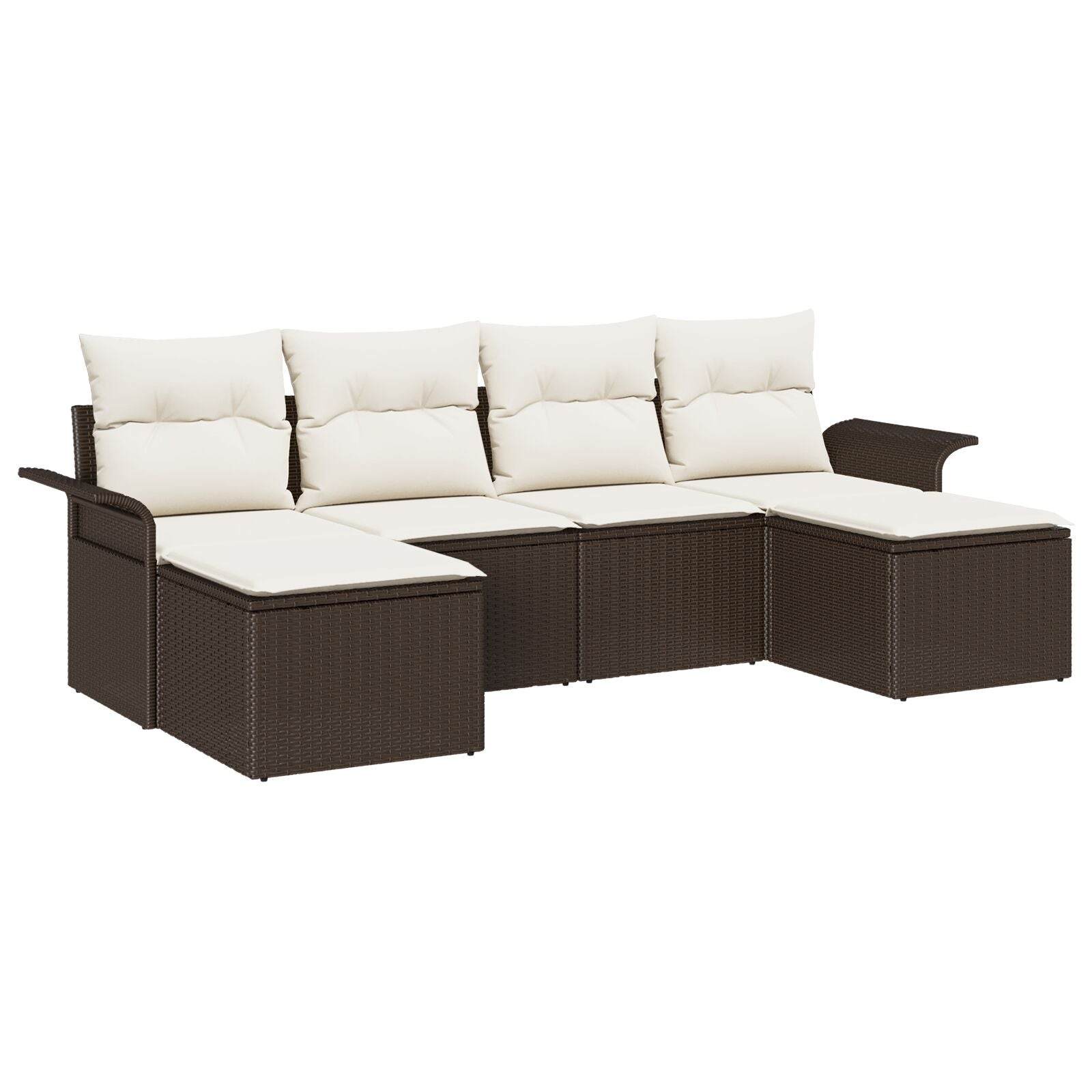 Set di Divani da Giardino 6 Pezzi con Cuscini in Rattan Polipropilene Marrone, Divano da Giardino 2 Posti con 3354137