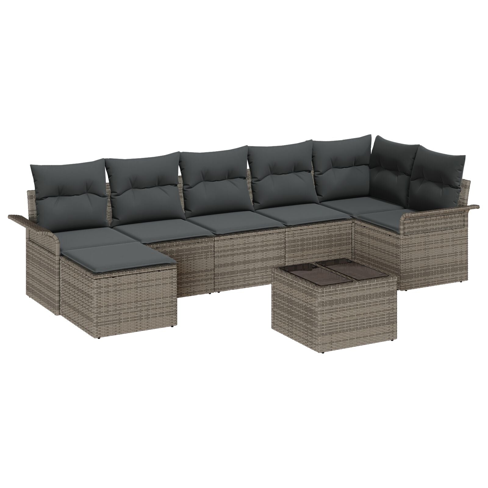 Set Divano da Giardino 7 Pezzi con Cuscini Nero Polyrattan, Divano da Giardino a 2 Posti con Contenitore e Cuscini 3354128