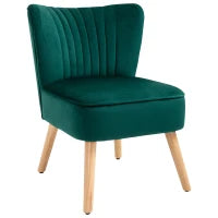 Poltroncina Stile Nordico dal Design Ergonomico in Legno e Velluto Verde per Casa e Soggiorno 57 x 68 x 76 cm