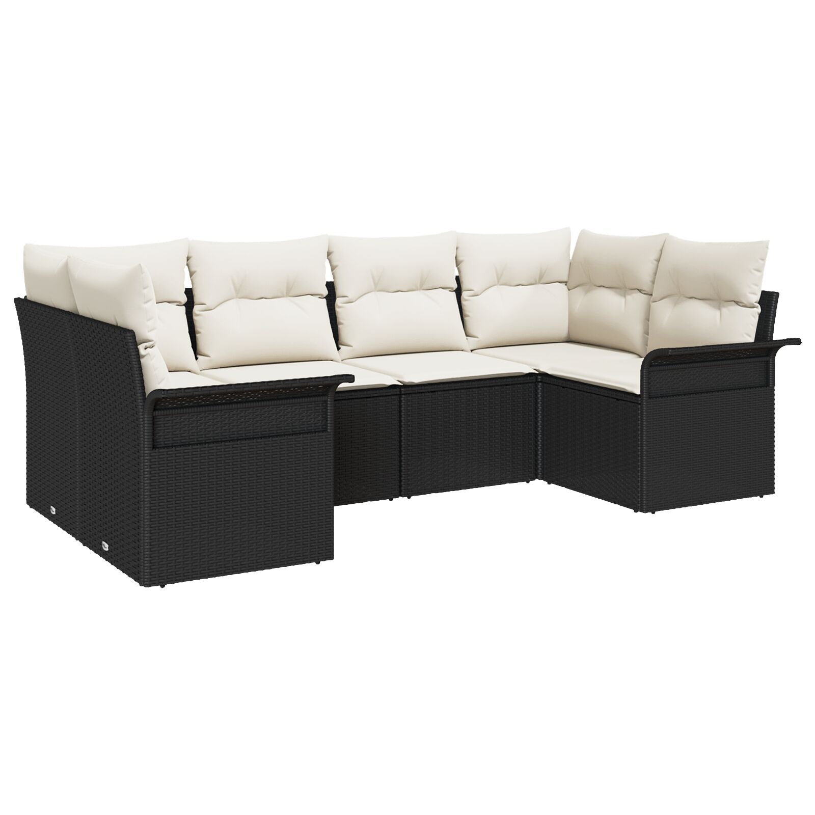 Set di divani da giardino con cuscini neri in rattan polietilene, Divano da giardino a 2 posti con stoccaggio & cuscini 3354166