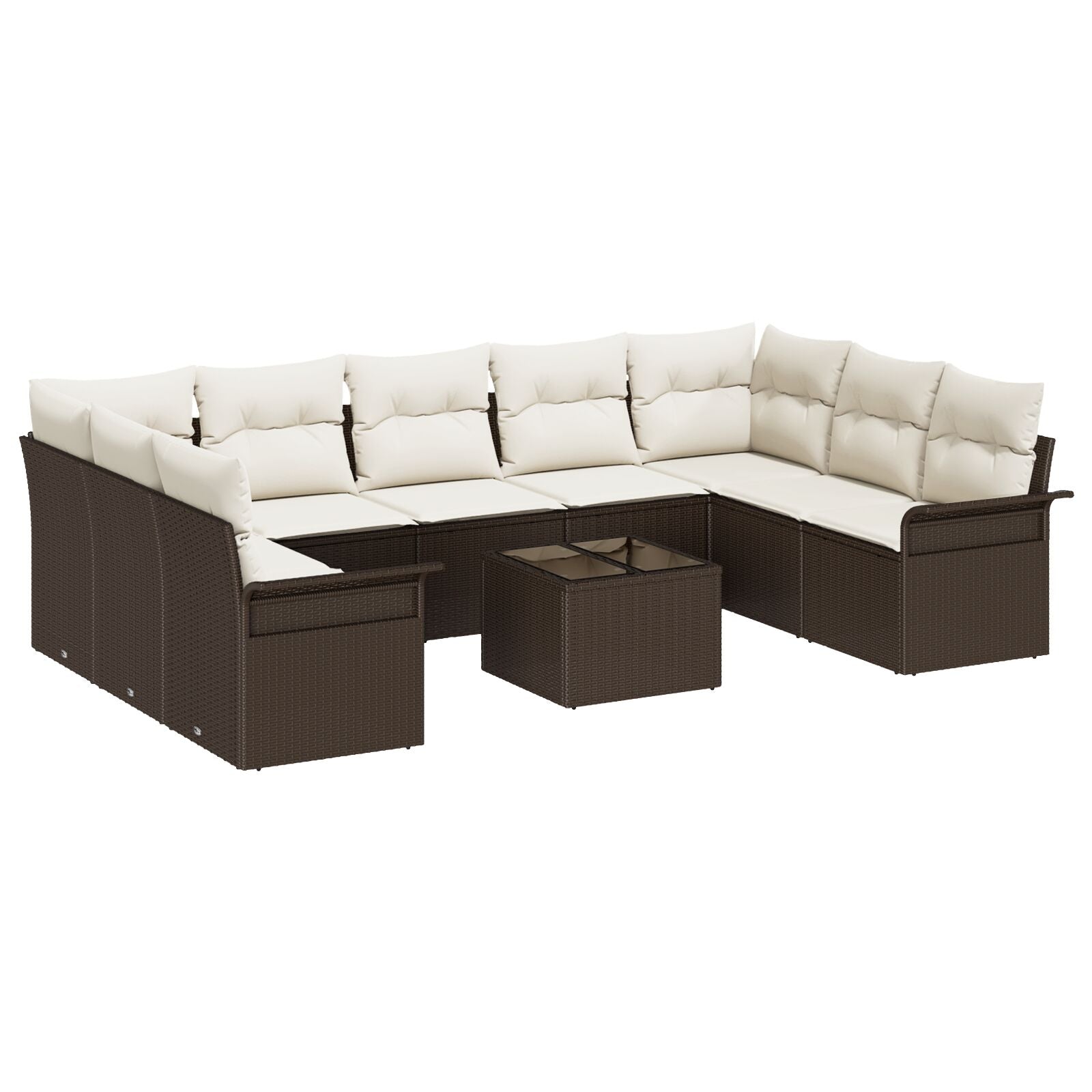 Set di Divani da Giardino con Cuscini Grigio Polyrattan da 9 Pezzi, Divano da Giardino a 2 Posti con Ripostiglio e 3354197