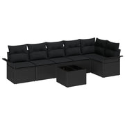 Set di divani da giardino modulare a 7 pezzi con cuscini beige in polyrattan, Divano da giardino a due posti con spazio 3354062