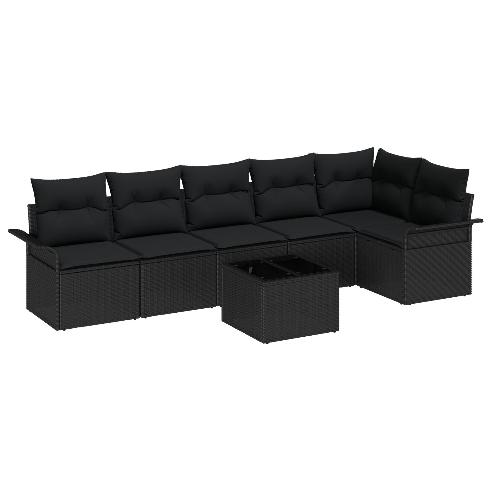 Set di divani da giardino modulare a 7 pezzi con cuscini beige in polyrattan, Divano da giardino a due posti con spazio 3354062