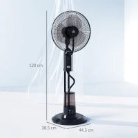 Ventilatore Nebulizzatore Regolabile 3 Velocità e 3 Modalità, Oscillazione a 75°, Telecomando, Nero