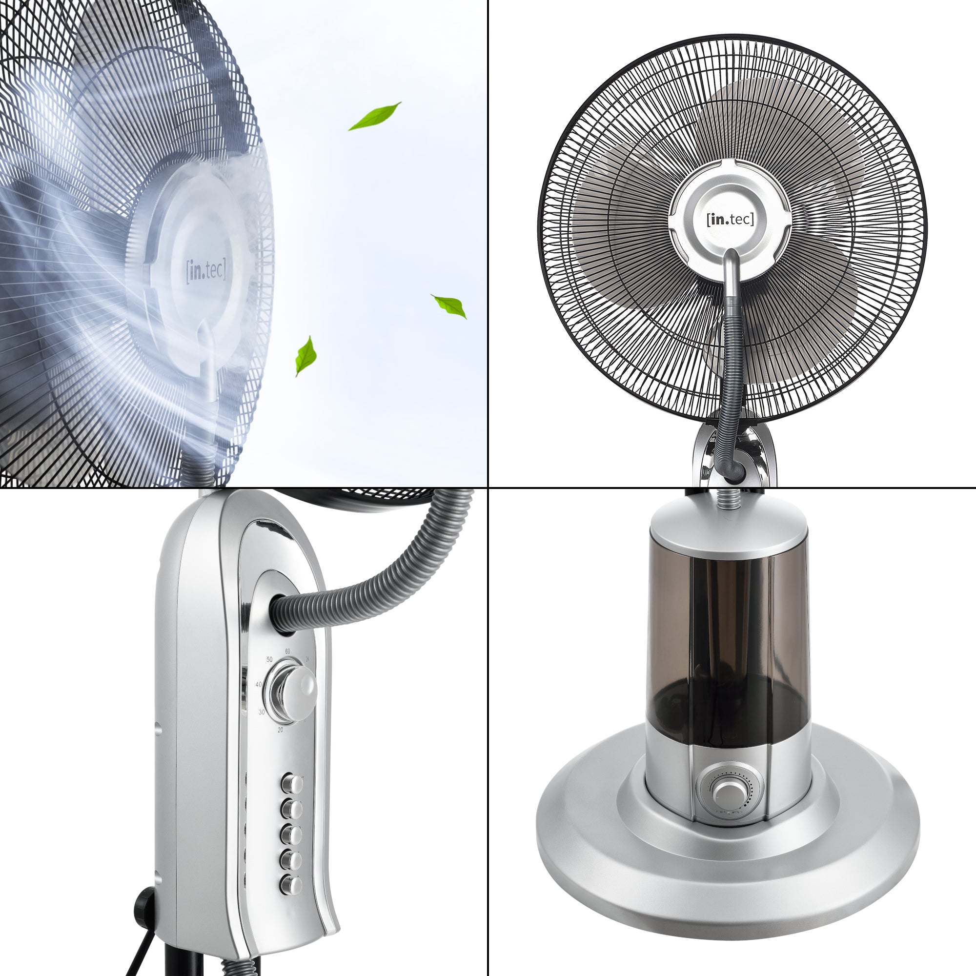 Ventilatore a Piantana con Nebulizzatore Regolabile - 3 Velocitá, Modalitá Oscillazione, Testa Inclinabile - Motore 75W