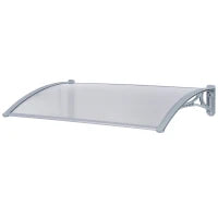 Pensilina da Esterno 140x70x21 cm in Plastica e Alluminio per Balconi, Porte e Finestre, Grigio