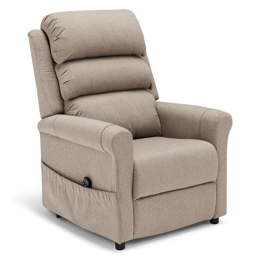 Poltrona relax elettrica New Boston per anziani con funzione letto, 2 motori, 4 ruote, reclinazione alzapersona, tessuto idrorepellente, colore Fango