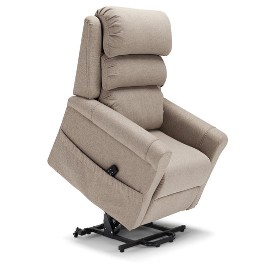 Poltrona relax elettrica New Boston per anziani con funzione letto, 2 motori, 2 ruote, Kit Batteria, reclinazione alzapersona, tessuto idrorepellente, colore Fango