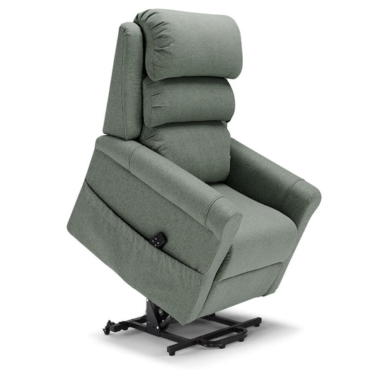 Poltrona relax elettrica New Boston per anziani con funzione letto, 2 motori, 2 ruote, Kit Batteria, reclinazione alzapersona, tessuto idrorepellente, colore Verde