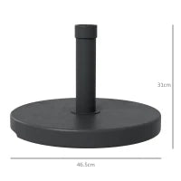 Base per Ombrellone da 15kg Rotonda per Pali da Ø24-38mm, Plastica e Cemento, Ø46.5 cm, Nero