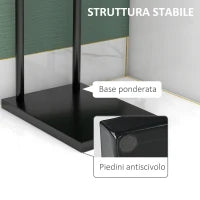 Porta Asciugamani Bagno da Terra Autoportante a 2 Bracci in Metallo, 35.5x20x78cm, Nero
