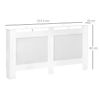 Copritermosifone in Legno MDF, Copertura per Termosifone Moderna con Ripiano Superiore Verniciato Bianco, 151.5x82x19 cm