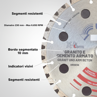 Disco diamantato x-term laser per taglio di materiali duri Ø 230 h 10 x 2,5 mm