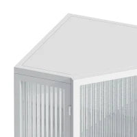 Armadio angolare con anta in vetro, ripiano regolabile e design moderno per bagno, soggiorno, camera da letto, 56,5×42,5×80 cm, Bianco