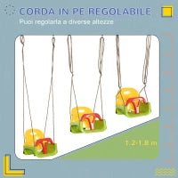 Altalena per Bambini 9-36 Mesi in PP e PE con Corda Regolabile e Cintura, 42x33x120-180 cm
