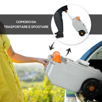 Serbatoio per Acqua da Campeggio 22L con Ruote e Maniglia e Beccuccio Girevole, Grigio