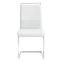 Set di 2 Sedie moderne per sala da pranzo, con schienale alto, in PU e tessuto, per Cucina e ufficio, Bianco