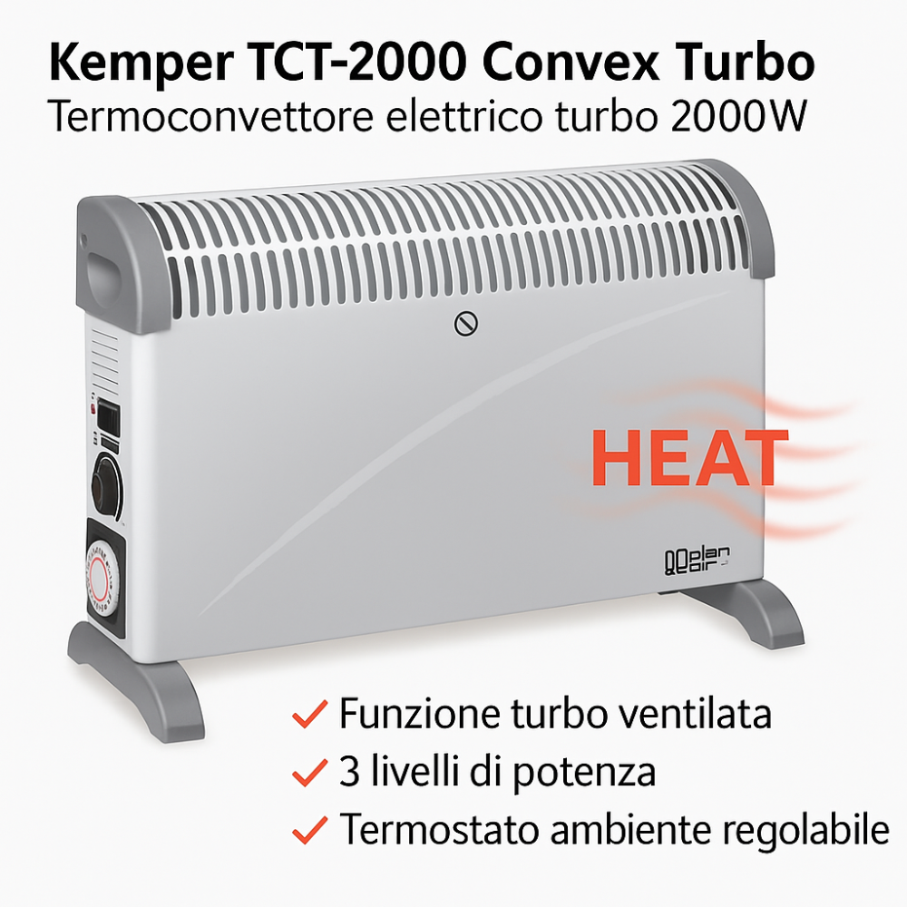 Kemper tct-2000 convex turbo termoconvettore elettrico 2000w