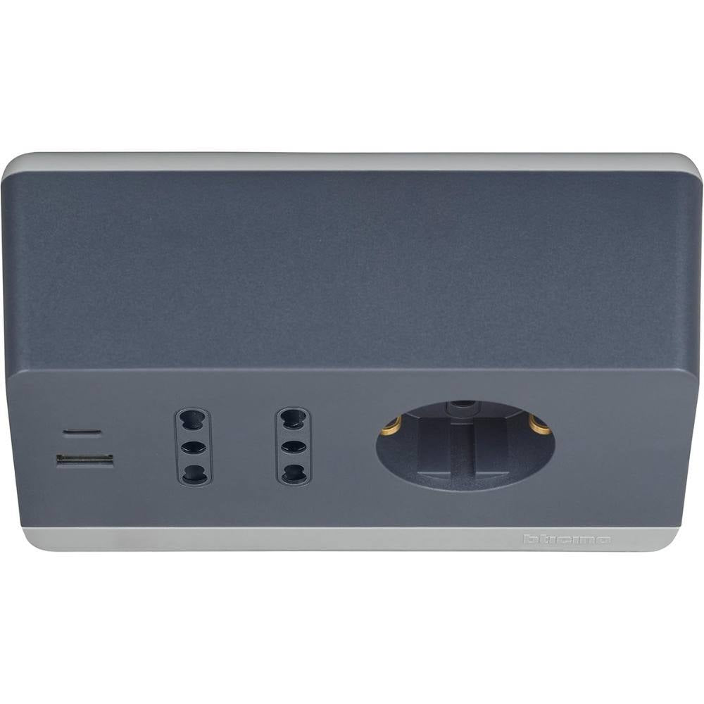 Bticino multipresa da scrivania con usb e presa schuko *** colore grigio, confezione 1