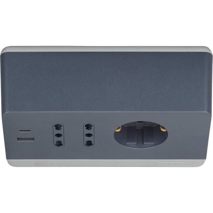 Bticino multipresa da scrivania con usb e presa schuko *** colore grigio, confezione 1