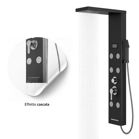 Colonna doccia york acciaio 4 funzioni display controllo temperatura 2 finiture *** finitura- nero, confezione 1