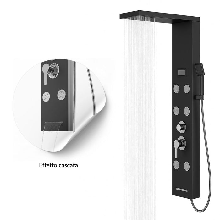 Colonna doccia york acciaio 4 funzioni display controllo temperatura 2 finiture *** finitura- nero, confezione 1