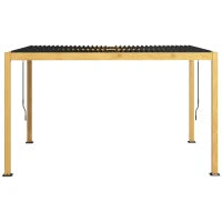 Pergola 3 x 4 m Bioclimatica con Lamelle Orientabili, Design Contemporaneo, in Alluminio, Nero e Naturale