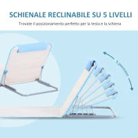 Set 2 Lettini Prendisole Pieghevoli con Schienale Regolabile e Borsa, 48x134x36-45 cm, Beige