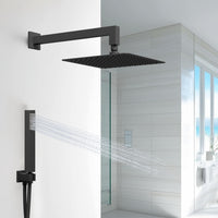 Kit doccia con soffione quadrato nero braccio presa acqua doccetta flessibile in pvc per il bagno *** confezione 1