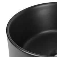 Lavabo da appoggio ceramica nero tondo arredo bagno lavandino 41x41x16,5 cm *** confezione 1