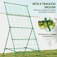 Supporto per Pomodori a forma di A a Livelli Regolabili con Rete, in Acciaio, PE e PP, 101x133x227 cm, Verde