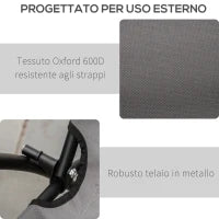 Sedia da Campeggio Pieghevole e Reclinabile con Cuscino Rimovibile, in Metallo e Tessuto, Grigio