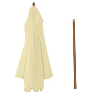 Ombrellone da Giardino 2.5x2.3 m a 6 Stecche in Legno Laccato e Poliestere, Beige