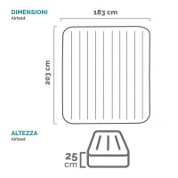 Intex 64144 - Materasso Gonfiabile Matrimoniale King Dura-Beam Pillow Rest Classic, 183x203x25 cm