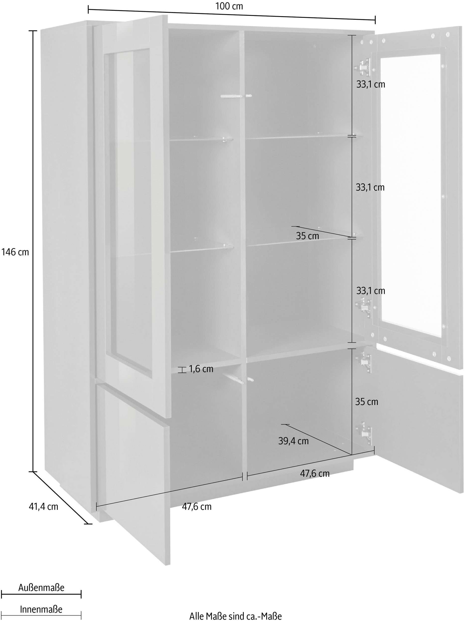 Credenza moderna alta con vetrina 100cm cucina soggiorno antracite Syfe Report