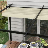 Pergola Retrattile 4 x 3 m, Struttura in Metallo con Finitura Epossidica Anticorrosione, Telo in Poliestere 180 g/m², Beige