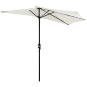 Ombrellone Semicircolare da Parete per Giardino 2.7x1.5 m con Apertura a Manovella, Bianco