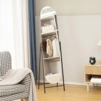 Specchio da Terra a Corpo Intero Senza Cornice, con Supporto in Metallo, 160x40 cm, Nero