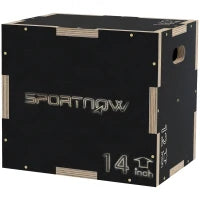 Box Jump Pliometrico a 3 Altezze in Legno Antiscivolo, 41-36-31cm, Nero