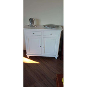 Credenza 2 ante 2 cassetti in stile classico in legno massello e mdf con rifinitura in bianca 104x43x98 H