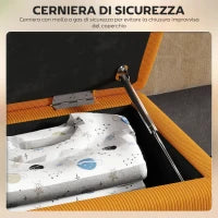 Panca Fondoletto in Poliestere e Legno per Camera da Letto e Ingresso, 95x38x45 cm, Arancione