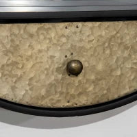 Specchio da Parete Rotondo da Ø61cm con Cassetto e Cornice in Metallo Nero